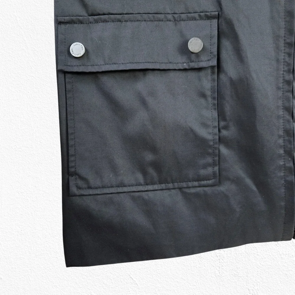 Calvin Klein Black Classic Lightweight Minimal Spring Rain Jacket Size Small